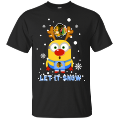 Minion Chicago Blackhawks Ugly Christmas Sweaters Let It Snow Cotton T-Shirt - The White Eagles