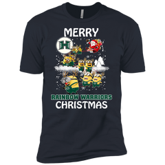 Hawaii Rainbow Warriors Ugly Christmas Sweaters Minions Santa Claus Merry Christmas Men's Sleeve Shirt - The White Eagles