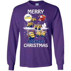 Toledo Rockets Ugly Christmas Sweaters Minions Santa Claus Merry Christmas LS Cotton T-Shirt - The White Eagles