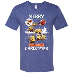 Bowling Green Falcons Ugly Christmas Sweaters Minions Santa Claus Merry Christmas Men's V-Neck T-Shirt - The White Eagles