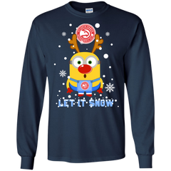 Minion Atlanta Hawks Ugly Christmas Sweaters Let It Snow LS Cotton T-Shirt - The White Eagles