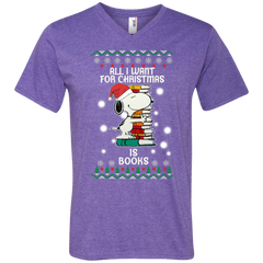 All I Want For Christmas Is Books Snoopy The Peanuts Movie Men's V-Neck T-Shirt - The White Eagles