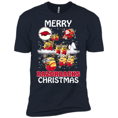 Arkansas Razorback Ugly Christmas Sweaters Minions Santa Claus Merry Christmas Men's Sleeve Shirt - The White Eagles