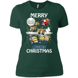 Utah State Aggies Ugly Christmas Sweaters Minions Santa Claus Merry Christmas Ladies' Shirt - The White Eagles