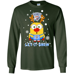 Minion Oklahoma City Thunder Ugly Christmas Sweaters Let It Snow LS Cotton T-Shirt - The White Eagles