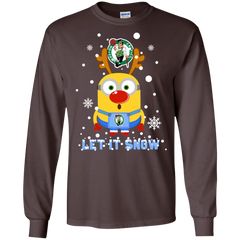 Minion Boston Celtics Ugly Christmas Sweaters Let It Snow LS Cotton T-Shirt - The White Eagles