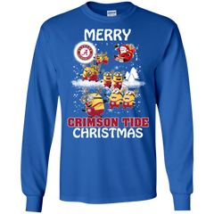 Alabama Crimson Tide T Shirts Minions Santa Claus Merry Christmas LS Cotton T-Shirt - The White Eagles