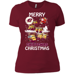 Central Michigan Chippewas T Shirts Minions Santa Claus Merry Christmas Ladies' Shirt - The White Eagles
