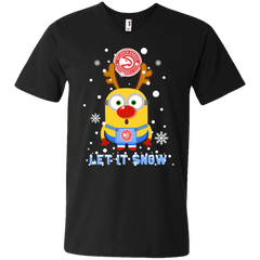 Minion Atlanta Hawks Ugly Christmas Sweaters Let It Snow Men's V-Neck T-Shirt - The White Eagles