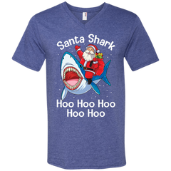 Santa Shark Hoo Hoo Hoo Hoo Hoo Christmas Ugly Christmas Sweater Men's V-Neck T-Shirt - The White Eagles