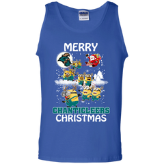 Coastal Carolina Chanticleers Ugly Christmas Sweaters Minions Santa Claus Merry Christmas Tank Top - The White Eagles