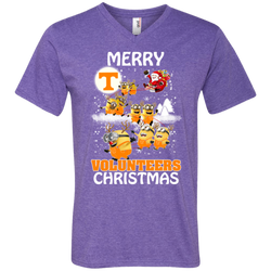 Tennessee Volunteers Ugly Christmas Sweaters Minions Santa Claus Merry Christmas Men's V-Neck T-Shirt - The White Eagles