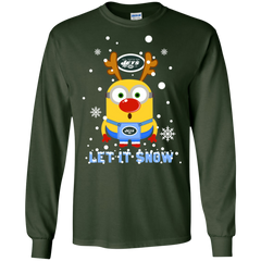 Minion New York Jets Ugly Christmas Sweaters Let It Snow LS Cotton T-Shirt - The White Eagles