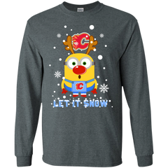 Minion Calgary Flames Ugly Christmas Sweaters Let It Snow LS Cotton T-Shirt - The White Eagles