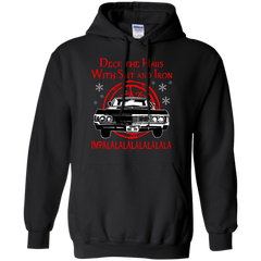 Deck The Halls With Salt And Iron Impala Lalalalalalala Supernatural Ugly Christmas Sweater Hoodie - The White Eagles