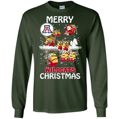 Arizona Wildcats Ugly Christmas Sweaters Minions Santa Claus Merry Christmas LS Cotton T-Shirt - The White Eagles