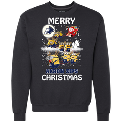 Akron Zips Ugly Christmas Sweaters Minions Santa Claus Merry Christmas Sweatshirt - The White Eagles