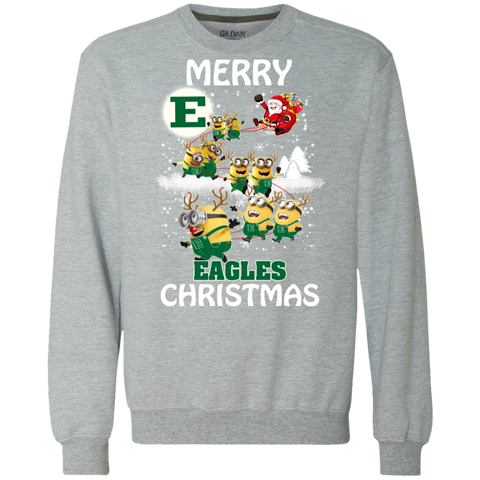 Eastern Michigan Eagles Ugly Christmas Sweaters Minions Santa Claus Merry Christmas Sweatshirt - The White Eagles