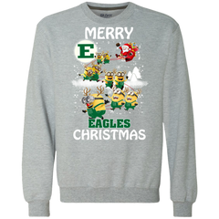 Eastern Michigan Eagles Ugly Christmas Sweaters Minions Santa Claus Merry Christmas Sweatshirt - The White Eagles