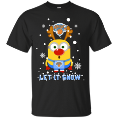 Minion New York Knicks Ugly Christmas Sweaters Let It Snow Cotton T-Shirt - The White Eagles