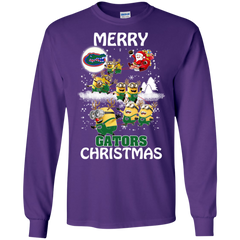 Florida Gators Ugly Christmas Sweaters Minions Santa Claus Merry Christmas LS Cotton T-Shirt - The White Eagles