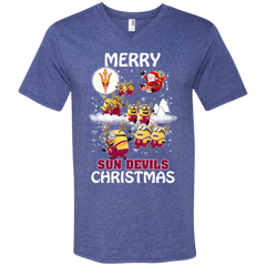Arizona State Sun Devils T Shirts Minions Santa Claus Merry Christmas Men's V-Neck T-Shirt - The White Eagles