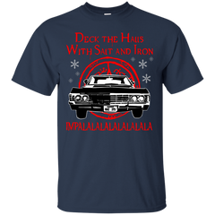 Deck The Halls With Salt And Iron Impala Lalalalalalala Supernatural Ugly Christmas Sweater Cotton T-Shirt - The White Eagles