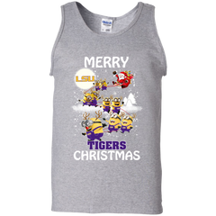 Lsu Tigers Ugly Christmas Sweaters Minions Santa Claus Merry Christmas Tank Top - The White Eagles