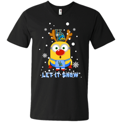 Minion Delaware Fightin_ Blue Hens Ugly Christmas Sweaters Let It Snow Men's V-Neck T-Shirt - The White Eagles