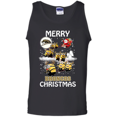 Western Michigan Broncos Ugly Christmas Sweaters Minions Santa Claus Merry Christmas Tank Top - The White Eagles