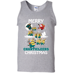 Coastal Carolina Chanticleers Ugly Christmas Sweaters Minions Santa Claus Merry Christmas Tank Top - The White Eagles