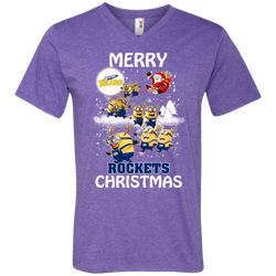 Toledo Rockets Ugly Christmas Sweaters Minions Santa Claus Merry Christmas Men's V-Neck T-Shirt - The White Eagles