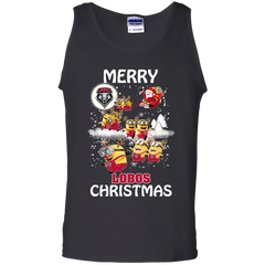 New Mexico Lobos Ugly Christmas Sweaters Minions Santa Claus Merry Christmas Tank Top - The White Eagles
