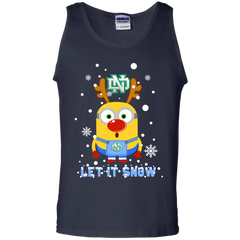 Minion North Dakota Fighting Hawks Ugly Christmas Sweaters Let It Snow Tank Top - The White Eagles