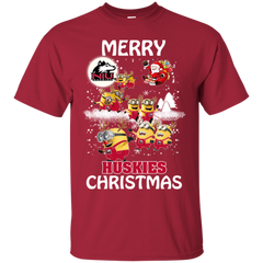 Northern Lllinois Huskies Ugly Christmas Sweaters Minions Santa Claus Merry Christmas Cotton T-Shirt - The White Eagles