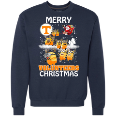 Tennessee Volunteers Ugly Christmas Sweaters Minions Santa Claus Merry Christmas Sweatshirt - The White Eagles