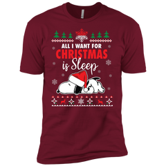All I Want For Christmas Is Sleep Snoopy The Peanuts Movie Men's Sleeve Shirt - The White Eagles