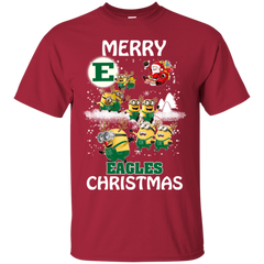 Eastern Michigan Eagles Ugly Christmas Sweaters Minions Santa Claus Merry Christmas Cotton T-Shirt - The White Eagles