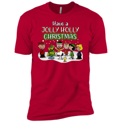 Have A Jolly Holly Christmas The Peanuts Movie Snoopy Charlie Brown Woodstock Men's Sleeve Shirt - The White Eagles