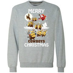 Wyoming Cowboys Ugly Christmas Sweaters Minions Santa Claus Merry Christmas Sweatshirt - The White Eagles