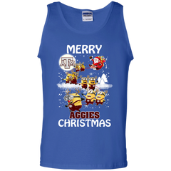 Texas A_amp_m Aggies Ugly Christmas Sweaters Minions Santa Claus Merry Christmas Tank Top - The White Eagles