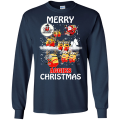 New Mexico State Aggies Ugly Christmas Sweaters Minions Santa Claus Merry Christmas LS Cotton T-Shirt - The White Eagles