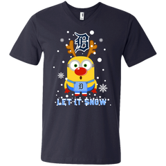 Minion Detroit Tigers  Ugly Christmas Sweaters Let It Snow Men's V-Neck T-Shirt - The White Eagles