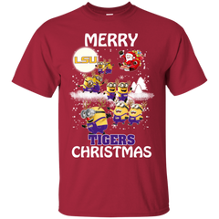 Lsu Tigers Ugly Christmas Sweaters Minions Santa Claus Merry Christmas Cotton T-Shirt - The White Eagles