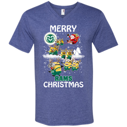 Colorado State Rams Ugly Christmas Sweaters Minions Santa Claus Merry Christmas Men's V-Neck T-Shirt - The White Eagles