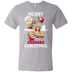 Washington State Cougars Ugly Christmas Sweaters Minions Santa Claus Merry Christmas Men's V-Neck T-Shirt - The White Eagles