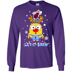 Minion Miami Heat Ugly Christmas Sweaters Let It Snow LS Cotton T-Shirt - The White Eagles