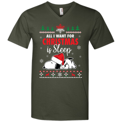 All I Want For Christmas Is Sleep Snoopy The Peanuts Movie Men's V-Neck T-Shirt - The White Eagles