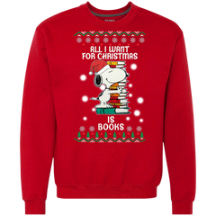 All I Want For Christmas Is Books Snoopy The Peanuts Movie Sweatshirt - The White Eagles