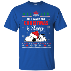 All I Want For Christmas Is Sleep Snoopy The Peanuts Movie Cotton T-Shirt - The White Eagles